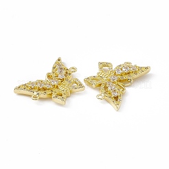 Brass Pave Clear Cubic Zirconia Connector Charms&nbsp;KK-E068-VC087