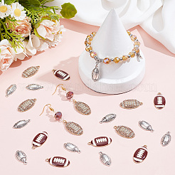 合金ラインストーン/エナメルペンダント  ラグビー  ミックスカラー  22~27.5x10.5~14x3~4mm  穴：1.4~1.6mm  24個/セット&nbsp;FIND-SC0022-18