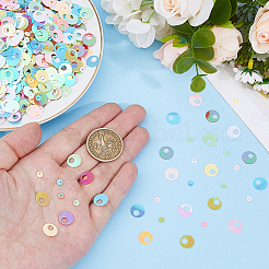 90g 装飾アクセサリー  PVCプラスチック製のスパンコール/スパンコールペンダント  フラットラウンド  ミックスカラー  10x0.3mm  穴：4mm&nbsp;KY-HS0004-05C