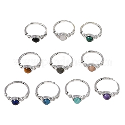 Natural Gemstone Finger Rings&nbsp;RJEW-A084-04P