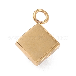 304ステンレススチールラインストーンペンダント  菱形  ゴールドカラー  18x13x6.5mm  穴：3mm&nbsp;STAS-E487-12G