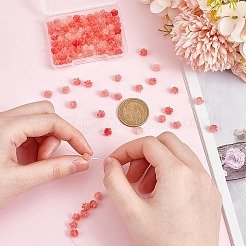 合成サンゴビーズ100個  染め  花  ピンク  6~7x6~7mm  穴：1.2mm&nbsp;CORA-OC0001-03A