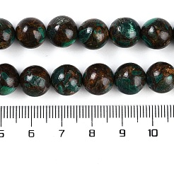 天然マラカイトとブロンズ石のビーズ連売りを組み立てたもの  ラウンド  10mm  穴：0.9mm  約37個/連  16.18''（41.1センチメートル）&nbsp;G-A230-D02-04