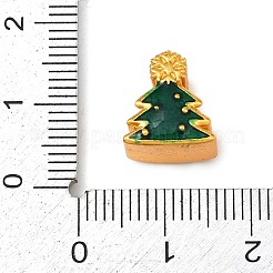 クリスマス用真鍮エナメルヨーロピアンビーズ  大穴ビーズ  ゴールドカラー  クリスマスツリー  12x11x7.5mm  穴：4mm&nbsp;KK-F922-03B-G
