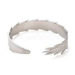Non-Tarnish 304 Stainless Steel Feather Cuff Bangles&nbsp;BJEW-G694-03P