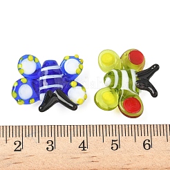 手作りランプワークビーズ  蝶  ミックスカラー  18~19.5x23~24.5x6~7mm  穴：1.3mm&nbsp;LAMP-F038-03