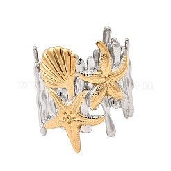 304 Stainless Steel Open Cuff Rings for Women&nbsp;RJEW-K316-01GP