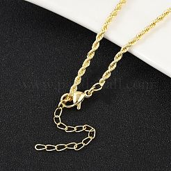 女性のための真鍮ツイスト ロープ チェーン ネックレス  カドミウムフリー＆鉛フリー  18KGP本金メッキ  17.60インチ（44.7cm）&nbsp;X-NJEW-P265-15G