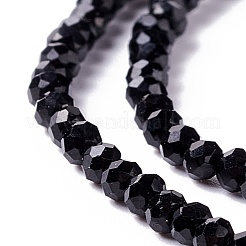 透明ガラスビーズ連売り  多面カット  ラウンド  ブラック  2mm  穴：0.6mm  約182~201個/連  14.57~15.24インチ（（37~38.7cm）&nbsp;GLAA-C019-01A-04