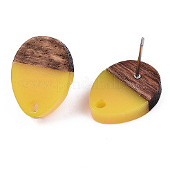 Resin & Walnut Wood Stud Earring Findings&nbsp;LS-MAK-N032-006A-A04