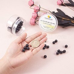 パール調ガラスパールラウンドビーズ  染め  ブラック  10mm  穴：1.2~1.5mm  約100個/箱&nbsp;HY-PH0001-10mm-080