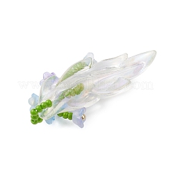 ガラスシードビーズのユリの枝ペンダント  アクリルと  ライトスカイブルー  42x20.5x12mm  穴：2.5mm&nbsp;PALLOY-MZ00900-03