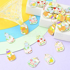 45 個 9 スタイルラックメッキ合金ペンダント  エナメル  カドミウムフリー＆ニッケルフリー＆鉛フリー  混合図形  ライトゴールド  ミックスカラー  23.5~26x14~16.5x1.3mm  穴：1.8mm  5個/スタイル&nbsp;ENAM-CJ0004-99