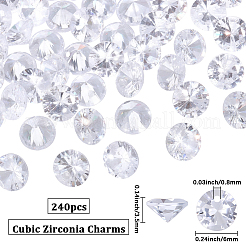 キュービックジルコニアチャーム240個  多面カット  フラットラウンド  透明  6x3.5mm  穴：0.8mm&nbsp;ZIRC-BBC0003-78A