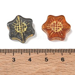 ペイントガラスビーズを焼く  ゴールドライン入り  花  ミックスカラー  18x16x4.5mm  穴：1.2mm&nbsp;GL-CBA8D6A-02