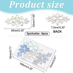 4Pcs 4 Colors Glass Cabochons(Hot Melt Adhesive On The Back)&nbsp;GGLA-FG0001-02