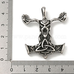 316サージカルステンレスペンダント  ノルウェーの鹿の頭蓋骨  アンティークシルバー  43x37x7mm  穴：5x7.5mm&nbsp;STAS-Z073-87AS