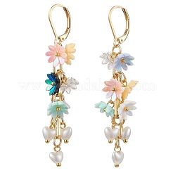 樹脂とABSの模造真珠のフレンチフックピアス  花  24KGP本金メッキ  64.5mm&nbsp;EJEW-JE06264
