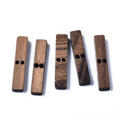 ウォールナットウッドリンク/コネクター  長方形  サドルブラウン  24x4.5x3mm  穴：1.5mm&nbsp;WOOD-T023-12
