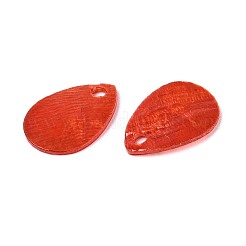 スプレー塗装カピスシェルペンダント  ティアドロップ  レッドオレンジ  13x9~10x1mm  穴：1mm&nbsp;SSHEL-T006-10C