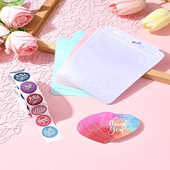 感謝祭テーマの長方形プラスチック製陰陽柄再封可能袋  粘着紙ギフトタグステッカーと紙のグリーティングカード付き  ミックスカラー  15x10.5x0.02cm  片側の厚さ：2.5ミル（0.065mm）&nbsp;OPP-FS0001-15