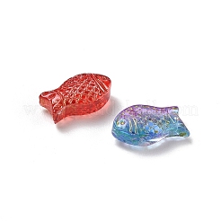 手作りランプワークビーズ  魚  ゴールドライン入り  ミックスカラー  15.5x8x5.5mm  穴：1.1mm&nbsp;LA-CBAC95F-02