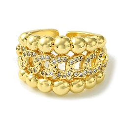 Brass Micro Pave Cubic Zirconia Open Cuff Rings&nbsp;RJEW-K256-30G