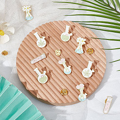 10Pcs 5 Style Chemistry Bottle with Flower Enamel Pins&nbsp;JEWB-BBC0001-01
