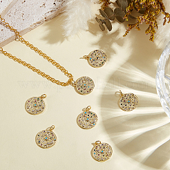 12Pcs Brass Micro Pave Colorful Cubic Zirconia Pendants&nbsp;ZIRC-BBC0003-45