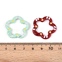 スプレー塗装された合金スプリングゲートリング  花  ミックスカラー  27x27x4.5~5mm&nbsp;PALLOY-T090-74