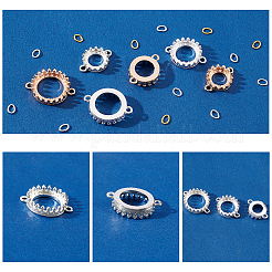 12Pcs 6 Style Flat Round Open Back Beze Brass Links Connectors Settings&nbsp;FIND-PH0004-77