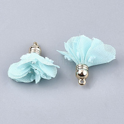 シフォンペンダント  ccbプラスチック  花  ゴールドカラー  淡いターコイズ  30~35x25~35mm  穴：1.6mm&nbsp;FIND-S300-05I