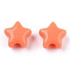 不透明なアクリルビーズ  スター  サンゴ  9x9.5x5.5mm  穴：2.5mm  約2050個/500g&nbsp;MACR-T047-01-15
