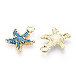合金エナメルチャーム  ヒトデ/海星  ライトゴールド  空色  17.5x14.5x2.5mm  穴：2mm&nbsp;X-PALLOY-T056-08A