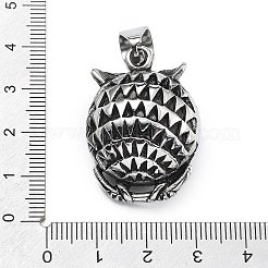 304ステンレスペンダント  フクロウチャーム  アンティークシルバー  32x23.5x15mm  穴：11.5x5.5mm&nbsp;STAS-Z098-04AS