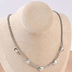 Brass Round Heart Beaded Necklaces&nbsp;NJEW-Z120-01P