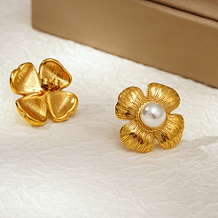 Classic 304 Stainless Steel Imitation Pearl Flower Stud Earrings&nbsp;GL7726