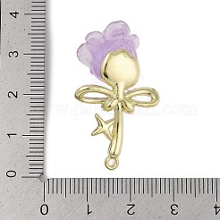 黄金のアロイ樹脂ペンダント  花  紫色のメディア  34.5x21x14.5mm  穴：1.6mm&nbsp;FIND-U017-07G-02