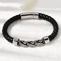 Braided Microfiber Leather Cord Bracelets&nbsp;BJEW-A092-01A-AS