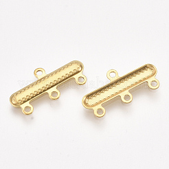 304ステンレスシャンデリア部品リンク  3連レデューサーコネクタ  長方形  ゴールドカラー  10x20x1mm  穴：1.2mm&nbsp;LS-X-STAS-T045-35G
