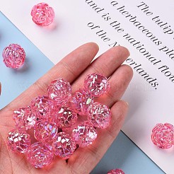 透明なアクリルビーズ  ABカラー  花  ショッキングピンク  18x16.5mm  穴：2.5mm  約228個/500g&nbsp;TACR-S154-31C-705