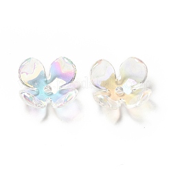 透明アクリル花座ビーズキャップ  ABカラー  4  - 花びらの花  カラフル  16.5x16.5x6mm  穴：1.8mm&nbsp;X-MACR-C009-15