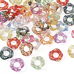 メッキUV透明アクリルビーズ  花  ミックスカラー  16x3mm  穴：6.5mm&nbsp;FIND-TAC0035-51A