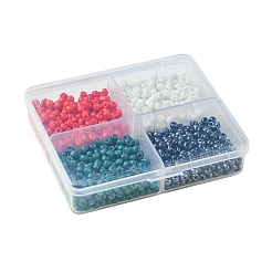 800個 4スタイルミックススタイルガラスラウンドシードビーズ  ミックスカラー  3~3.5x2mm  穴：1~1.2mm  200個/スタイル&nbsp;SEED-FS0001-18B