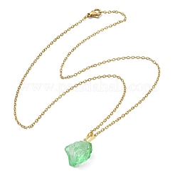 Dyed Natural Quartz Crystal Nuggets Pendant 304 Stainless Steel Cable Chain Necklaces&nbsp;NJEW-JN06185