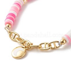 Handmade Disc Polymer Clay Braided Bead Bracelet&nbsp;BJEW-JB07407-01