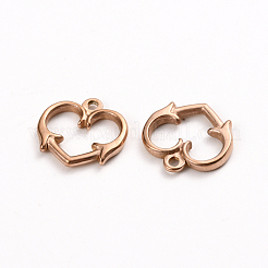 イオンプレーティング（IP）304ステンレススチールマンテルパーツ  ハート  ローズゴールド  15x15.5x2mm  穴：1.6mm&nbsp;STAS-D142-06B-RG