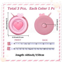 3Pcs 3 Colors PVC & Polyethylen Tape Measure&nbsp;AJEW-DJ0003-05