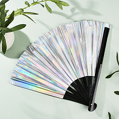 1Pc Bamboo with Oxford Fabric Glitter Powder Folding Fans&nbsp;AJEW-SP0003-77F
