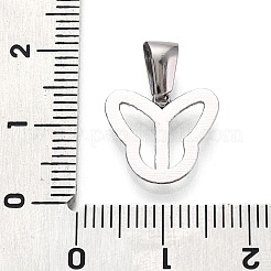 303ステンレススチールペンダント  蝶のチャーム  ステンレス鋼色  12.5x13.5x1.5mm  穴：6.5x2.5mm&nbsp;STAS-Q110-14P